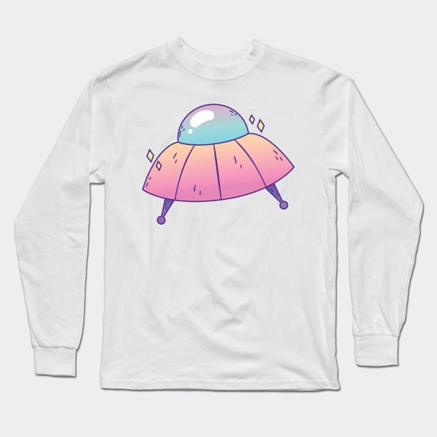 Alien UFO Spaceship Long Sleeve T-Shirt by edwardecho